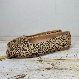 Madewell The Cory Leopard Calf Hair Flats 6 NWOT